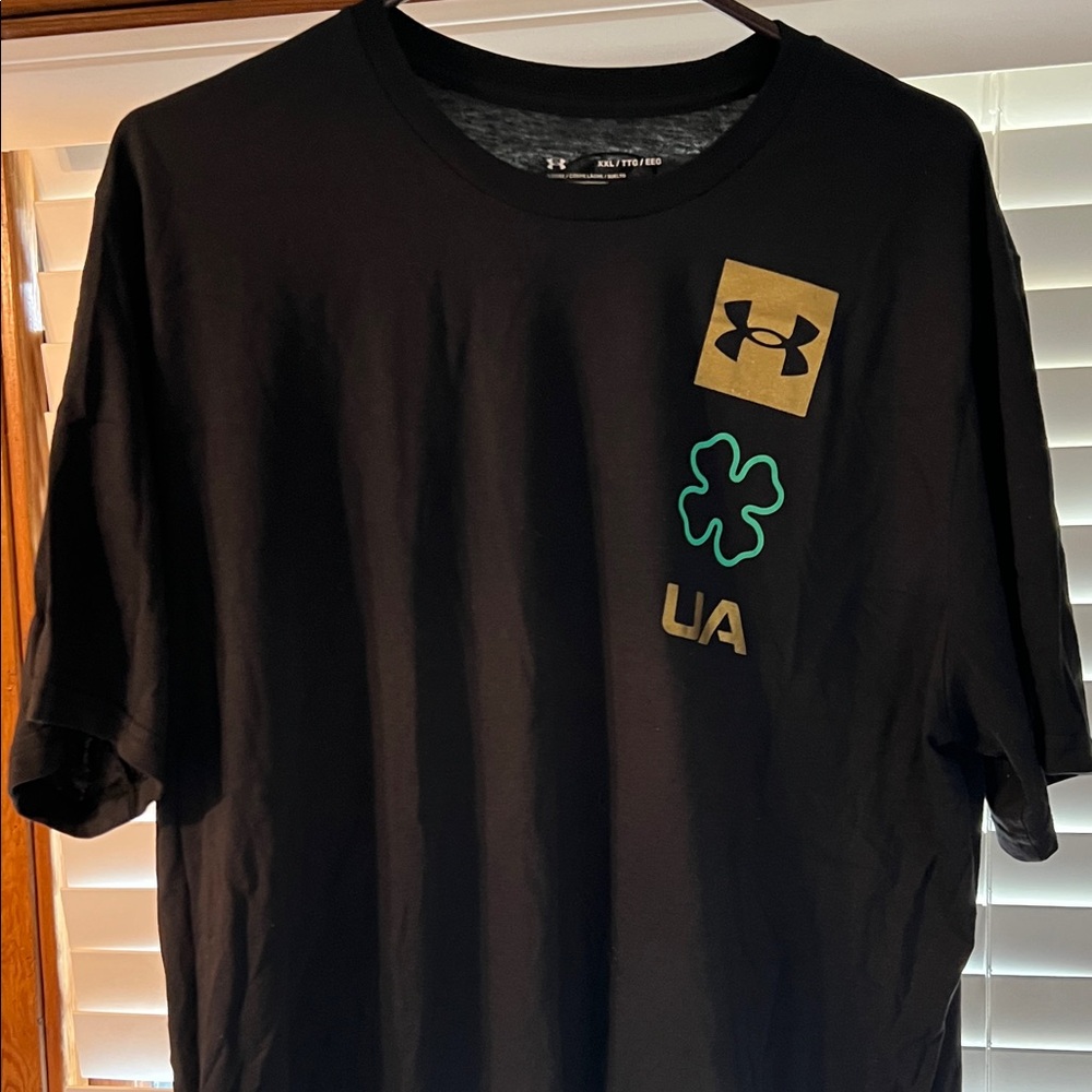 Under Armour Black Tee with Gold and Green Details